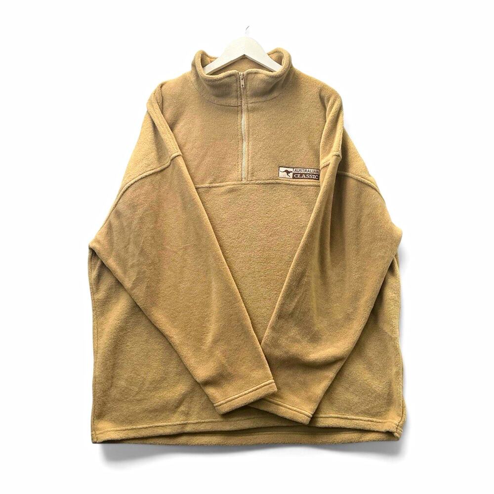 Australian Classic Men’s XL Beige Fleece 1/4 Zip Mock Neck Pullover Sweatshirt